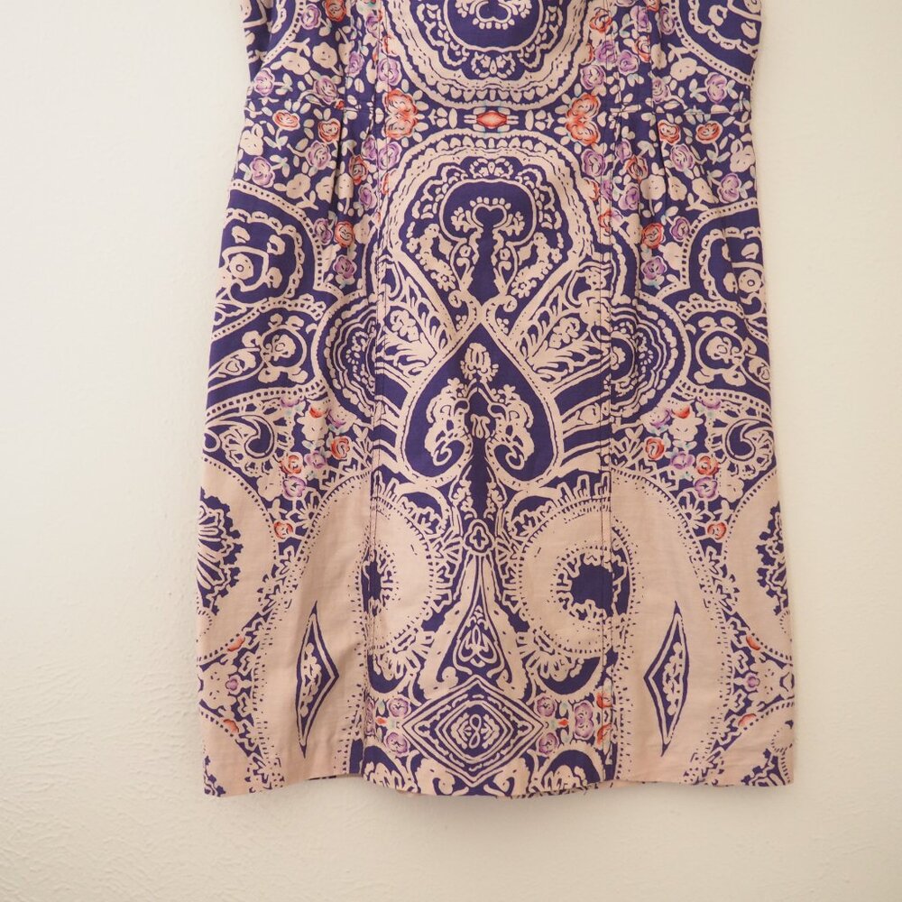 !! Free People Purple Folklore Paisley Sleeveless Dress w/ Jewel Trim sz 6 - Picture 6 of 9